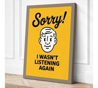 Caught Not Listening Canvas Wall Art Print 24x16 Inch (61 x 41 cm)