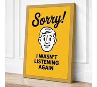 Caught Not Listening Canvas Wall Art Print 36x24 Inch (91 x 61 cm)