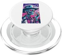 Caught On Camera Funny Smoking Cowboy Alien Synthwave PopSockets PopGrip for MagSafe