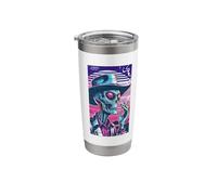 Caught On Camera Funny Smoking Cowboy Alien Synthwave Stainless Steel Insulated Tumbler