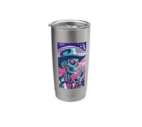 Caught On Camera Funny Smoking Cowboy Alien Synthwave Stainless Steel Insulated Tumbler