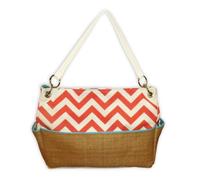Caught Ya Lookin' Chevron Chic Diaper Bag, Coral and Straw
