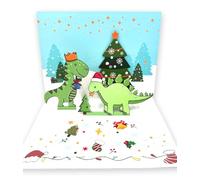 Caughttui 3d Christmas Cards, Pop Up Christmas Card, Paper Xmas Dinosaur with Envelopes,Laser Cut
