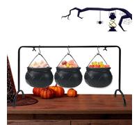 Cauldron Candy Bowl - 5.71 Inches Cauldron Set | Iron Halloween Candy Bucket | Decorative Witch Pot with Stand for Treats, Snacks, Or Home Decor - Indoor & Outdoor Party Use, 700g