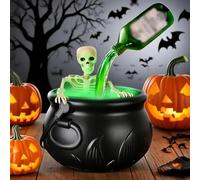 Cauldron Halloween Decor Indoor, Halloween Cauldron Decorations with Magic Floating Potion Bottles & Diffuser, Black Plastic Witches Cauldron Bowl Hocus Pocus Decor for Home Table Mantel Kitchen Room