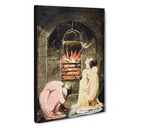 Cauldron Over A Favour By William Blake Canvas Print | Gallery Wrapped 30mm Frame Wall Art | 30x20 inches | Ready to Hang | Classic Picture | Living Room Bedroom Lounge Office