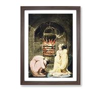Cauldron Over A Favour By William Blake Classic Painting Framed Wall Art Print, Ready to Hang Picture for Living Room Bedroom Home Office Décor, Walnut A4 (34 x 25 cm)
