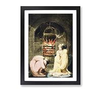 Cauldron Over A Favour By William Blake Classic Painting Framed Wall Art Print, Ready to Hang Picture for Living Room Bedroom Home Office Décor, Black A4 (34 x 25 cm)