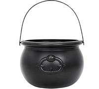 Cauldron Pot 7.7" 2.6L Capacity Witches Cauldron with Handle Plastic Halloween Candy Bowl Lightweight Portable Black Kettle for Party, Halloween Decorations Prop, Plastic
