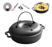 Cauldron Pot for Cooking - Non-Stick Cookware with Handle | Cast Iron Camp Dutch Oven Pot with Lid for Frying Roasting Grilling Baking