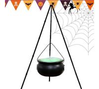Cauldron Pot - Hanging Witch Pot, Decorative Smmoke Bowl | Glowing Vintage Fire Vessel, Creepy Outdoor Display Container for Magiical Home Patio Scene Setup for Halloween Party Porch Garden Decor
