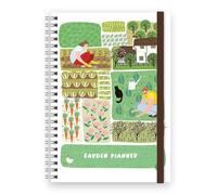 Cauliflower Journals Garden Planner, Journal log & Notebook- Gardening Journal Allotment Themed Cover Design, A5 Spiral Bound128 Themed Pages, Double Pocket and Elastic Closure