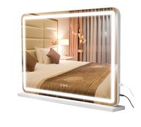 Caulitar Hollywood Vanity Mirror with Lights, 80×55cm Lighted Makeup Mirror with Dimmable LED, 3 Lighting Modes, Touch Screen Control, Tabletop and Wall Mounted For Bedroom