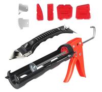 Caulk Gun Kit - No Drip Silicone Caulking Gun with Caulk Remover Tool,Lightweight Nylon Frame Cartridge Gun for 10oz/300ml Standard Caulk Tubes with Silicone Finishing Tools