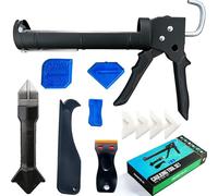 Caulk Gun Kit - Smooth Silicone Caulking Remover & Scraper Tool The Smarter Way to Seal & Repair Professional Caulk Gun Set with Glide & Comfort Grip/Heavy-Duty Metal/Plastic for Flawless DIY