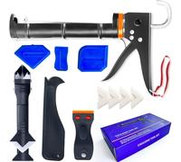 Caulk Gun Kit - Smooth Silicone Caulking Remover Tools The Smarter Way to Seal & Repair! Professional Caulk Gun Set with Glide & Comfort Grip/Heavy-Duty Metal/Plastic for Flawless DIY