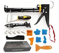 Caulk Gun Kit with Caulk Remover Tool - Smooth Silicone Caulking Gun Set for Caulking Removal, Shower & Bathroom, Includes Caulking Gun Tool, Caulk Scraper Tool Spackle Knife, All in One with Gift Box