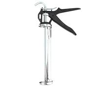 Caulking Gun Stainless Steel Heavy Duty Revolving Frame Pressure Handle Sealant Applicator for Home Bathroom Doors Glass Glue Filling 304 Stainless Steel 34cm