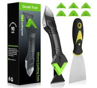 Caulking Tool Kit 3 in 1 with Wallpaper Paint Scraper, Caulk Remover and Silicone Sealant Remover Tool, Stainless Steel Glass Glue Corner Scrapers for Kitchen Bathroom Grout Window Sink Joint Frames