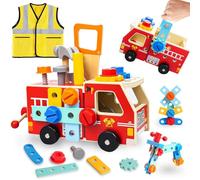 Caunedy Montessori Wooden Tool Set for Toddlers, Educational Pretend Play Construction Toy with Saw,Wrench and Screwdriver,Kids Construction Kits for Kids Ages 3-5 Years Old