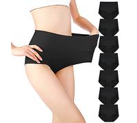 cauniss Cotton Panties High Waisted C Section Recovery Postpartum Soft Full Coverage Underwear for Women(7 Pack), Black, L