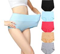 cauniss Womens High Waist Cotton Panties C Section Recovery Postpartum Soft Stretchy Full Coverage Underwear(5 Pack), Multicolors, L