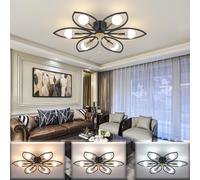 Caunmar Black E27 34.6" Flush Ceiling Light E27*8 Crystal Pendant Decoration Light Fittings Ceilings Flower Design Suitable for Bedroom Living Room Kitchen