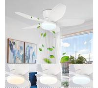 Caunmar Ceiling Fans with Lights and Remote 40W Modern Fan Lights Ceiling for Bedroom 6 Speed Dimmable Quiet Ceiling Fan with Light 5 Blades Timing for Living Room, Dining Room, Kids Room-White||91CM