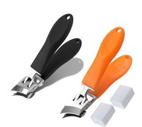 Caurat Slanted Nail Clipper, Wide Jaw Opening Anti-Splash Slanted NailClipper, Long Handle Splashproof NailClippers, NailClippers for Ingrown Nails, No Mess (Set)