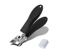 Caurat Slanted Nail Clipper, Wide Jaw Opening Anti-Splash Slanted NailClipper, Long Handle Splashproof NailClippers, NailClippers for Ingrown Nails, No Mess (Black)