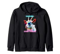 Causing chaos everywhere, exciting, funny and crazy goat tee Zip Hoodie