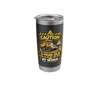 Caution 3 Year Old At Work Construction Birthday Boy Three Stainless Steel Insulated Tumbler