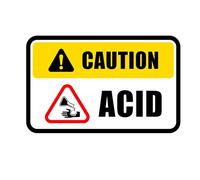 Caution Acid Warning Stickers x10 - Peel and Stick 100mm x 66mm Printed and Laminated Hazard Sign Decals for Industrial, Safety, and Cautionary Use
