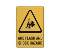 Caution Arc Flash And Shock Hazard Sign Sign, 8 X 12 Grade Reflective Sheeting Rust Free Aluminum, Weather Resistant, Waterproof, Easy To Mount