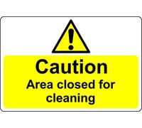 Caution area closed for cleaning Sign - 1mm Plastic sign (600mm x 400mm)