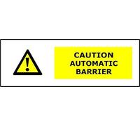 Caution Automatic Barrier | 30cm x 10cm | Yellow - Vinyl Sign for Parking Lots, Industrial Sites, Restricted Areas, and Workplace Safety