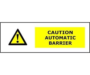 Caution Automatic Barrier | 30cm x 10cm | Yellow - Vinyl Sign for Parking Lots, Industrial Sites, Restricted Areas, and Workplace Safety