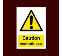 Caution Automatic Door Plastic Sign with double sided fixing tape (WG46) - Men Working, Very Hot Water, Mind Head, Mind Step, Water, Hot, Vehicles, Fragile Roof