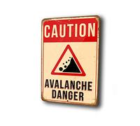 CAUTION AVALANCHE DANGER sign, Ski Signs, Avalanche Warning Sign, Vintage style Avalanche Sign