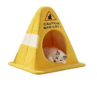 Caution Bad Cat Bed, Cat Cave Bed Funny Soft Fleece Cozy Zipper Pet House with Detachable Inner Padding Funny Traffic Cone Cats Cave with Detachable Inner Padding,Non-Slip Bottom (22 * 22 * 10.5in)