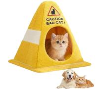 Caution Bad Cat Bed, Funny Cozy Cat House Bed Cave with Removable Cushion, 3D High-Resilience Memory Foam Zipper Pet House for All Seasons, Not Prone to Collapse, for Cats,Small Dogs (Beds)