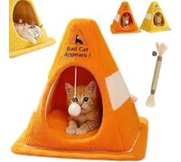 Caution Bad Cat Bed, Funny Traffic Cone Cat Cave, 2026 Cute Soft Fleece Cozy Zipper Pet House with Detachable Inner Padding, Non-Slip Bottom, Warm Pet Tent House for Indoor Cats, Small Dogs (Orange,M)