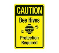 Caution Bee Hives Protection Required Metal Warning Sign with Easy Install for Indoor Outdoor Security, Business Office Home Garden Street Decor 20 x 30 cm