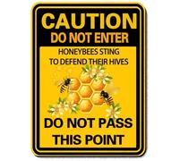 Caution Bee Metal Sign,No Trespassing Signs,Caution Danger Do Not Enter Honeybees Man Cave Decor,Warning Sign,Bee Farm Tin Sign for Home Garden Yard Farmhouse Farm 12x8 Inch