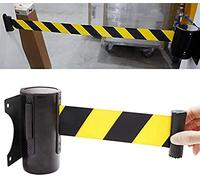 Caution Belt Retractable Wall Mount, 2/3/5M Crowd Control Safety Belt for Queue Barriers and Line Dividers - Ideal for Retail Stores, Airports, Banks, Hotels