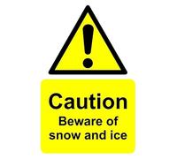 Caution beware of snow and ice safety sign - 1mm flexible Plastic sign (600mm x 400mm)