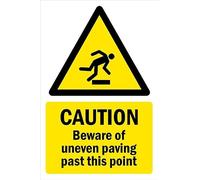 Caution, Beware of uneven paving past this point, safety sign - 3mm Aluminium sign (200mm x 150mm)