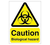 Caution Biological Hazard Sign 150mm x 200mm Self adhesive vinyl sticker - Warns of potential biological health hazards (1)
