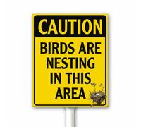 Caution Birds Are Nesting In This Area Sign, Wildlife Sanctuary Aluminu Sign for Yard With Stake, Birds Lover Gift,12x15 CM Sturdy Aluminum Rust Free Weatherproof Easy to Install