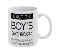 Caution Boy's Bathroom I Have No Control in Here Mug Funny Coffee Mug,Man Cave Prints,The Best Gift for Colleagues, Parents, and Grandparents, 110z Men and Women